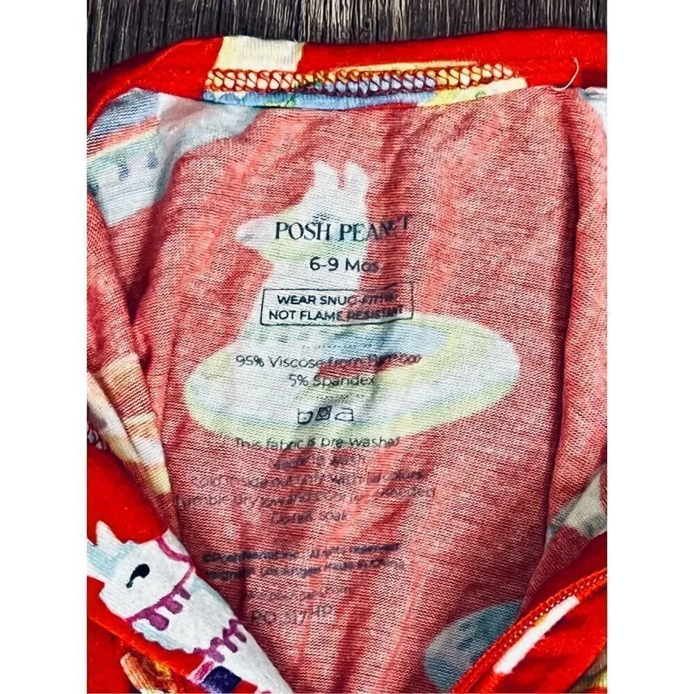 Posh Peanut Bamboo Red Emillo Footie Sleeper Sz‎ 6-9 months Retire Print